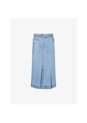 Womens Sacai Flared Asymmetric Denim Midi Skirt