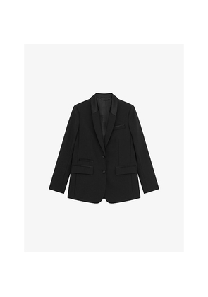 Womens The Kooples Single-Breasted Satin Suit Jacket