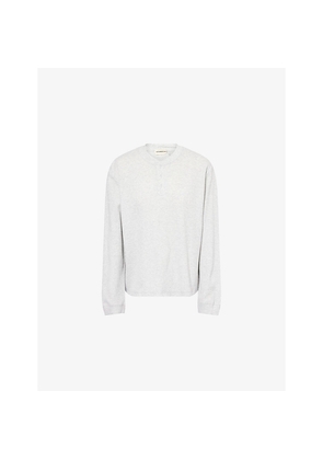 Womens Adanola Waffle Henley Long-Sleeve Cotton-Jersey T-Shirt