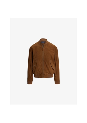 Mens Polo Ralph Lauren Flight Polo-Pony Embroidered Suede Bomber Jacket