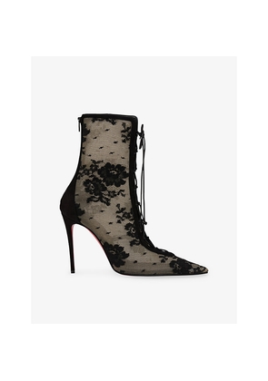 Womens Christian Louboutin Km Lace Booty 100 Mesh Boots