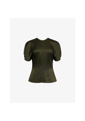 Womens Victoria Beckham Split-Short-Sleeves Round-Neck Woven Top