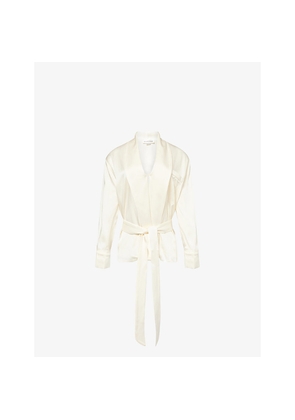 Womens Victoria Beckham Wrap Belted Woven Blouse