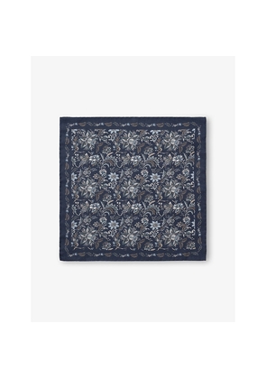 Mens Eton Floral-Print Silk Pocket Square
