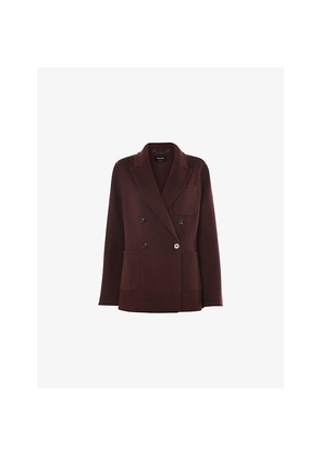 Womens Whistles Double-Breasted Relaxed-Fit Wool-Blend Coat