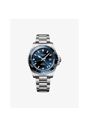 Mens Longines L3.890.4.96.6 Hydroconquest Gmt Ceramic Bezel Stainless-Steel Automatic Watch