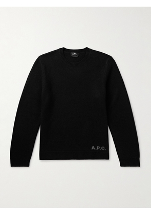 A.P.C. - Edward Logo-Print Virgin Wool Sweater - Men - Black - XS