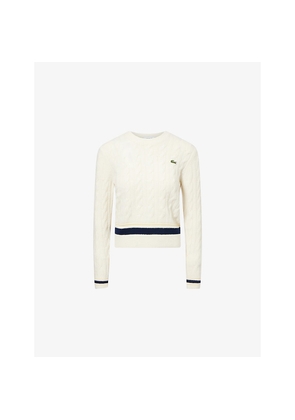 Womens Lacoste Cricket Cable-Knit Stretch-Wool Blend Jumper