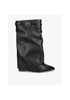 Womens Steve Madden Shocker Faux-Leather High-Leg Boots