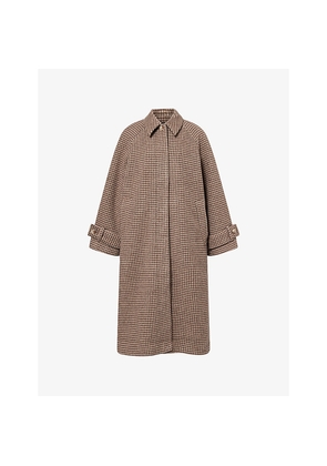 Womens Samsoe Samsoe Alma Check-Pattern Wool-Blend Coat