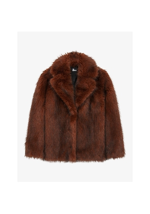 Womens The Kooples Notch-Lapel Faux-Fur Jacket