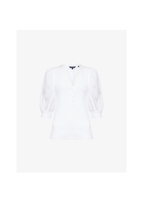 Womens Veronica Beard Coralee Puff-Sleeve Cotton Top