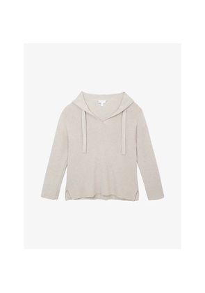 Womens The White Company Ribbed Relaxed-Fit Cotton, Modal and Wool Hoody