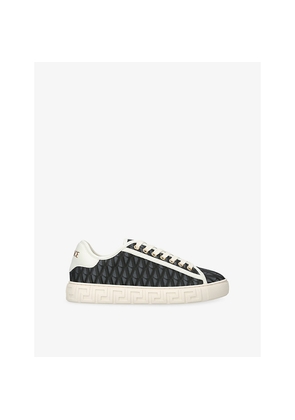Womens Versace Logo-Print Canvas Trainers