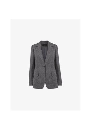 Womens Whistles Notched-Lapel Herringbone Wool Blend Blazer