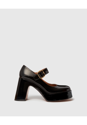 Stella McCartney - Patent Heeled Mary Janes, Woman, Black, Size: 37