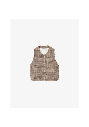 Womens Sandro Button-Down Regular-Fit Textured Tweed Vest