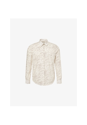 Mens Paul Smith Writing-Print Slim-Fit Cotton-Poplin Shirt
