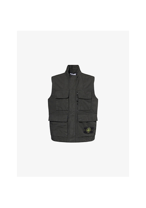 Mens Stone Island Logo-Badge Canvas Weave Cotton Vest
