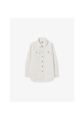 Womens Claudie Pierlot Patch-Pocket Relaxed-Fit Velvet Overshirt