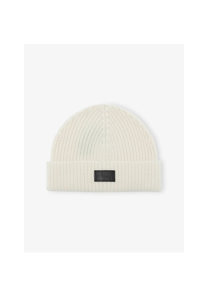 Mens The Kooples Ribbed Logo-Patch Wool Beanie