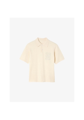 Mens Sandro Rope-Embroidered Short-Sleeve Knitted Polo