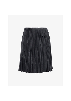 Womens Alaia Pleated High-Rise Wool-Garbadine Mini Skirt