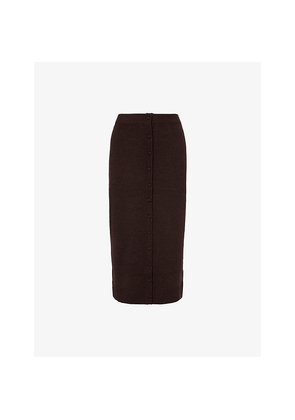 Womens Victoria Beckham Button-Embellished Slim-Fit Stretch-Wool Blend Midi Skirt