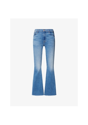 Womens Mother The Weekender Fray Flared Stretch-Denim Blend Jeans