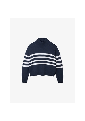 Womens The White Company Striped Funnel-Neck Wool and Cashmere-Blend Jumper