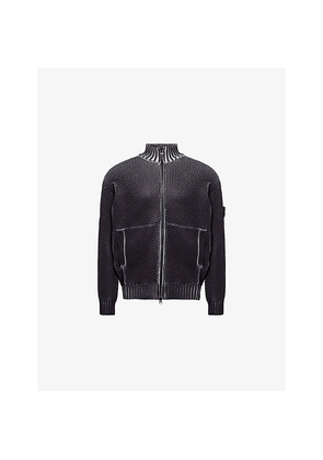 Mens Stone Island Sublimatic-Print Textured Woven-Knitted Cardigan