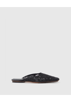 Stella McCartney - Square-Toe Lace Backless Mules, Woman, Black, Size: 37
