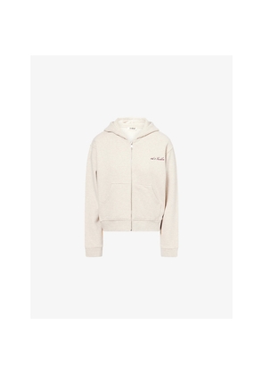 Womens 4th & Reckless Collena Logo-Embroidered Cotton-Jersey Hoody