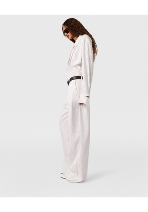 Stella McCartney - Snake Print Pleated Straight-Leg Trousers, Woman, Cream, Size: 36