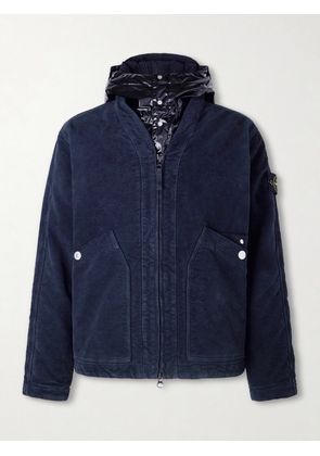 Stone Island - Padded Cotton-Moleskin and Ripstop Parka - Men - Blue - M