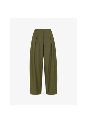 Womens Whistles Pleated Barrel-Leg Woven Trousers