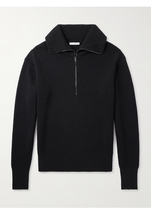LEMAIRE - Ribbed Wool Half-Zip Sweater - Men - Black - S