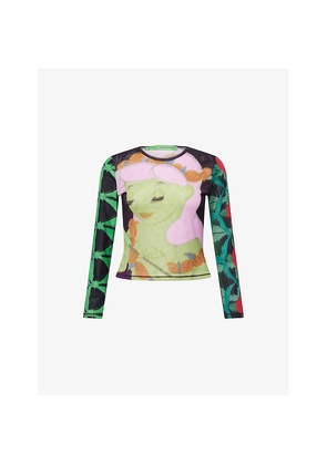 Womens Harry Lambert For Chopova Lowena x Disney Centaurette Graphic-Print Long-Sleeve Stretch-Mesh Top