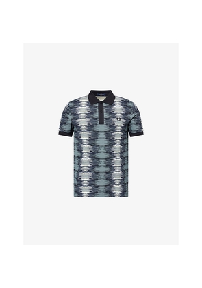 Mens Fred Perry Soundwave Glitch Short-Sleeves Cotton-Piqué Polo Shirt