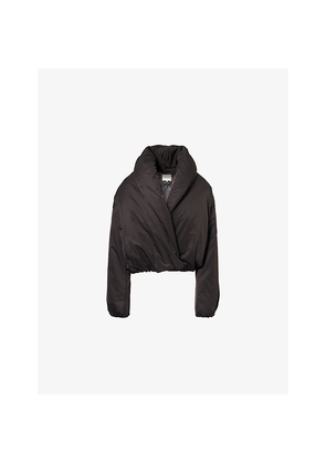 Womens The Couture Club Oversized-Collar Padded Shell Jacket