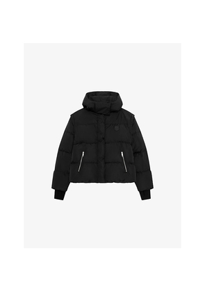 Womens The Kooples Hooded Removable-Sleeve Down Jacket