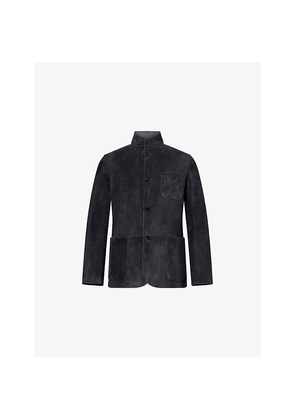 Mens Dunhill Driving  Patch-Pocket Suede Jacket