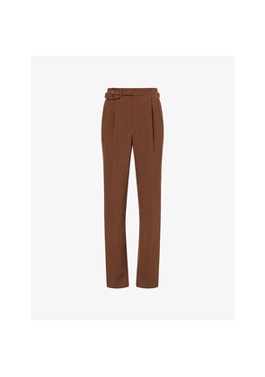 Mens Dunhill Cavendish Pleated Linen Trousers
