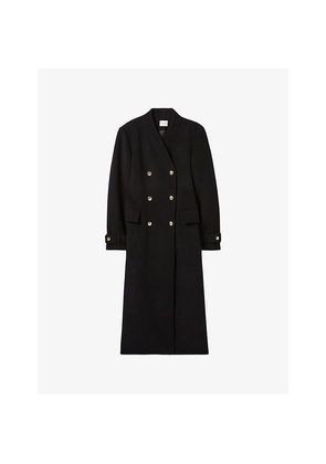 Womens Claudie Pierlot Belted-Waist Double-Breasted Wool-Blend Coat