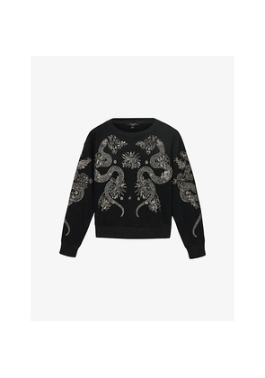 Womens Allsaints Cecile Pippa Flower-Embellished Cotton-Jersey Sweatshirt