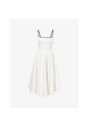 Womens L.A-Space Corseted Square-Neck Cotton Midi Dress