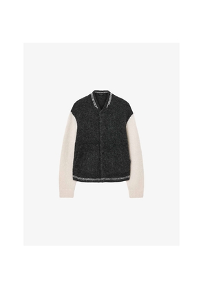 Mens Allsaints Jaque Contrast-Sleeve Wool-Blend Cardigan