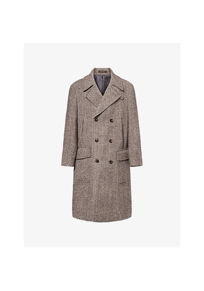 Mens Oscar Jacobson Piero Patterned Wool Blend Coat