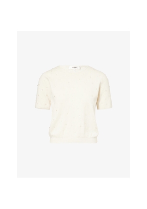 Womens Frame The Droplet Short-Sleeves Silk and Cotton Jumper