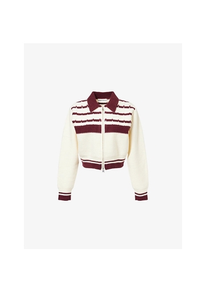 Womens The Couture Club Contrast-Stripe Zip-Up Knitted Top